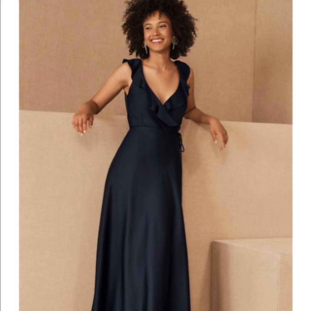 BHLDN Tansy Satin Charmeuse Maxi Dress in Midnight 6